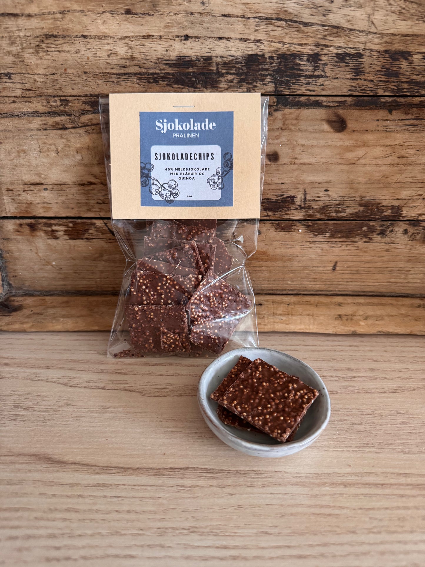 Sjokoladechips med blåbær